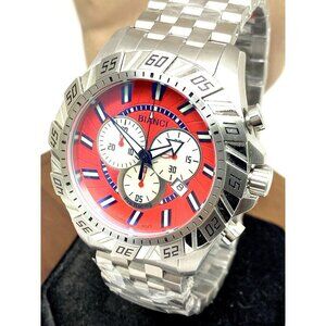 Roberto Bianci Men's Watch 7060M Red Dial Swiss Quartz Chronograph Steel 48mm